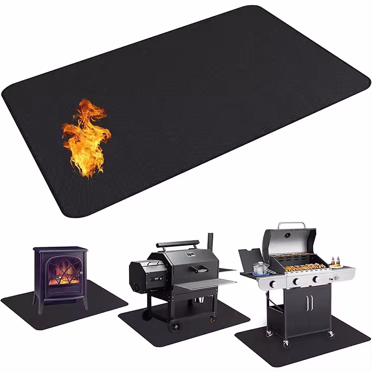 Customize Size Fiberglass Fireproof Non Stick Barbecue Rubber Grill floor bbq Grill Mats For Outdoor